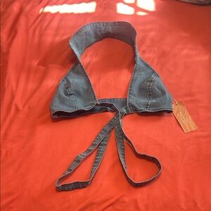 SHEIN Denim Blue Halter Crop Top